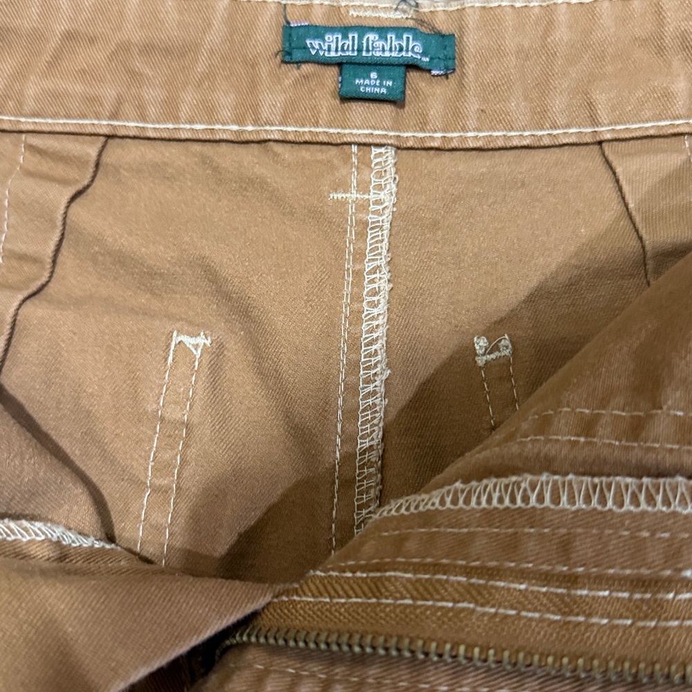 Wild Fable Tan Wide Leg Stitch-Detail Carpenter Pants - Picture 5 of 8